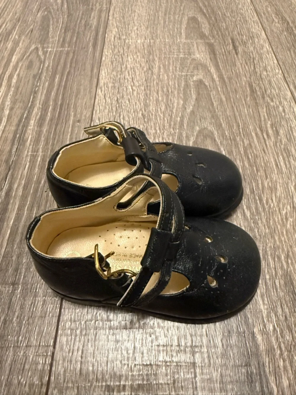 Josmo Shoes Baby Girl Black Leather Mary Jane’s Size 4 Made In Peru